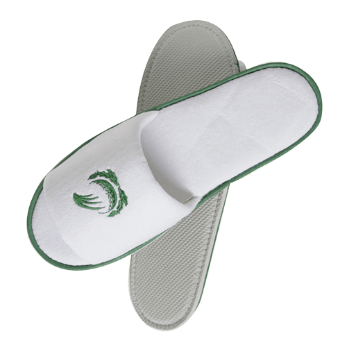 custom Washable Personalized Disposable White Hotel Slippers with Embroidery